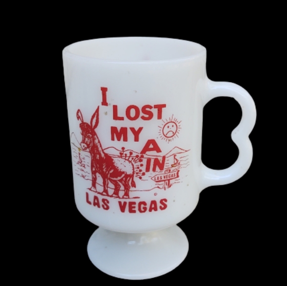 Vintage Other - Vintage Milk Glass Las Vegas Donkey Mug